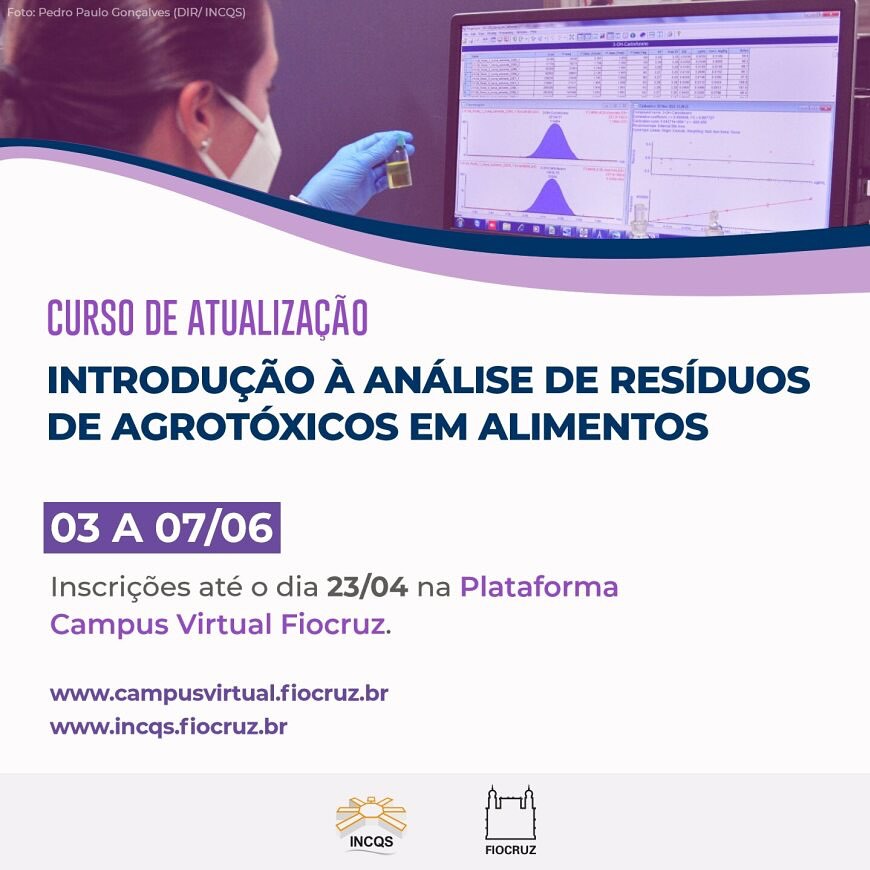 Curso sobre análise de resíduos de agrotóxicos em alimentos: inscrições até 23/4