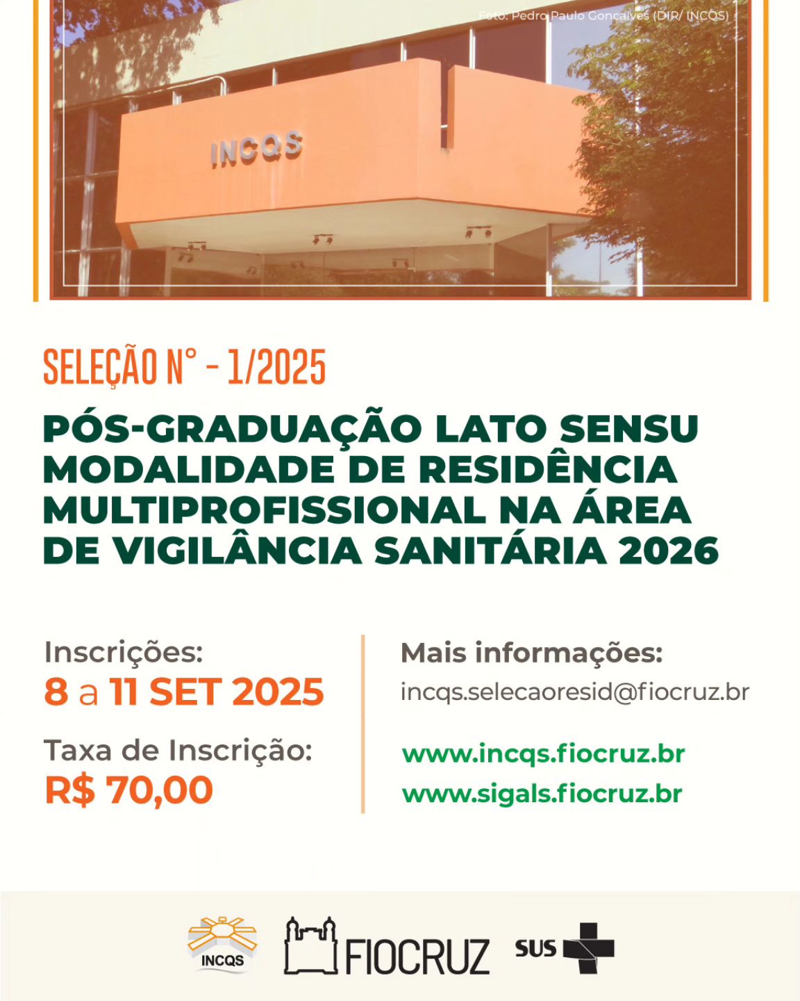 Inscrições abertas para Residência Multiprofissional em Vigilância Sanitária 2026