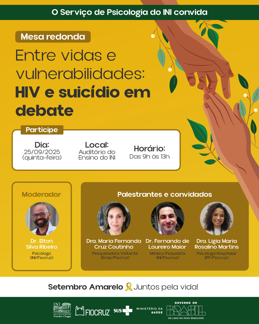 Fiocruz promove mesa redonda sobre HIV e suicídio no Setembro Amarelo