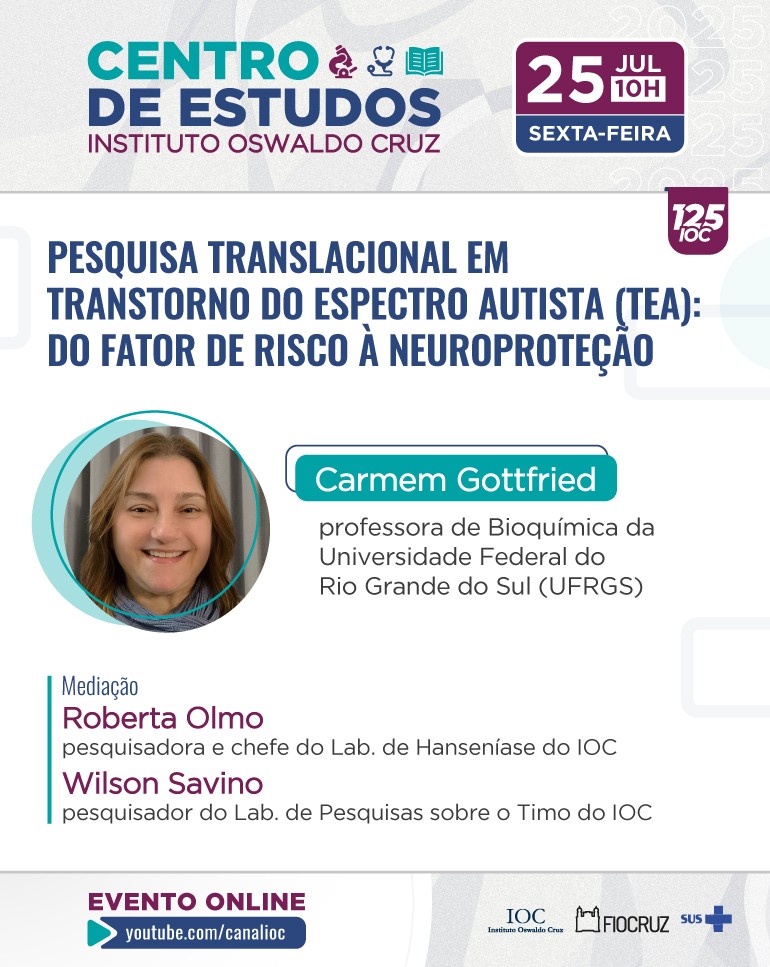 ‘Pesquisa translacional em transtorno do espectro autista (TEA)’ é o tema da sessão de sexta (25/7)