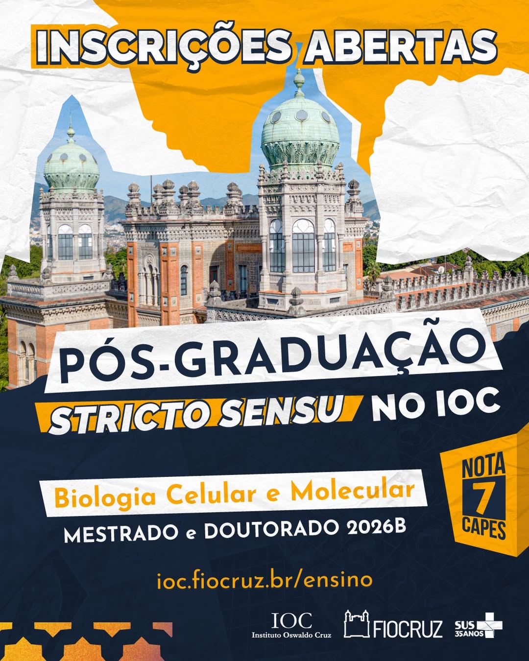 Biologia Celular e Molecular abre inscrições para mestrado e doutorado 2026B