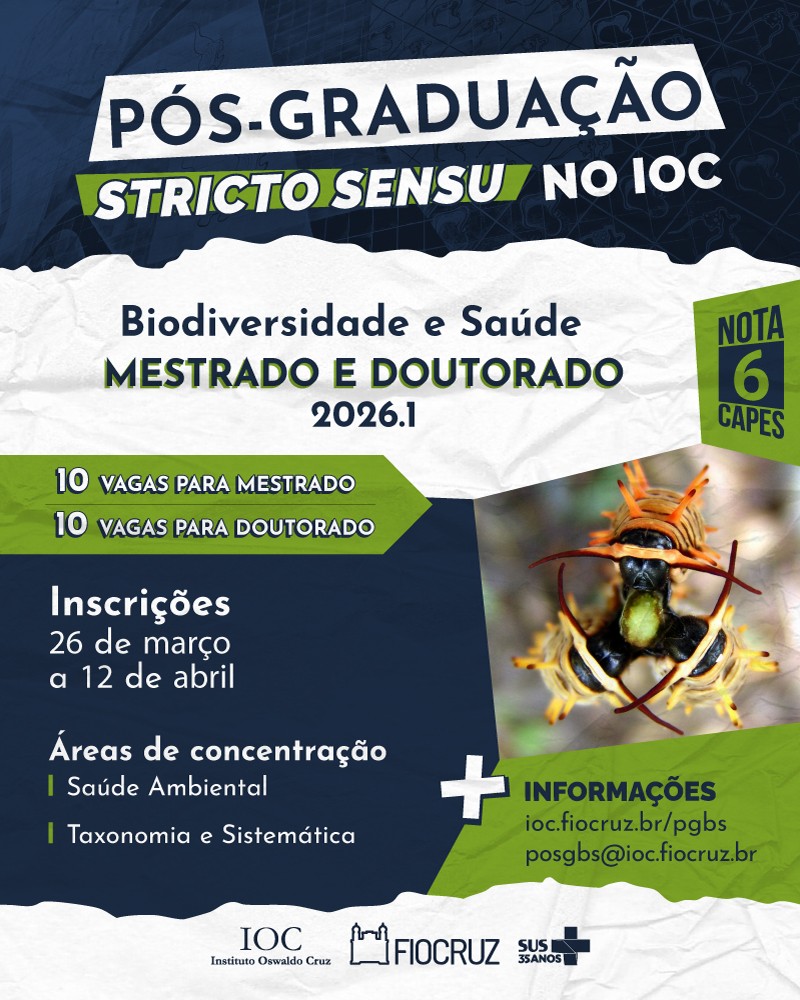 Inscrições abertas: Mestrado e Doutorado em Biodiversidade e Saúde