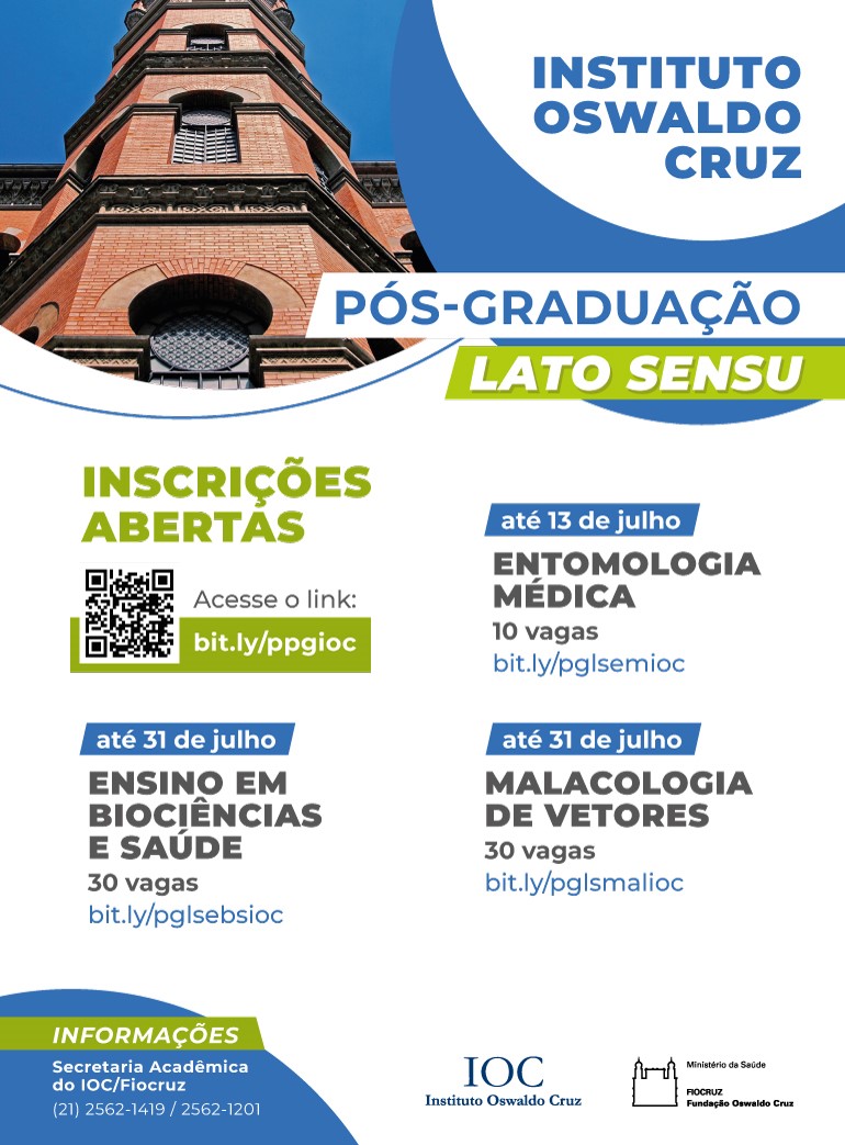 Instituto Oswaldo Cruz recebe inscrições para cursos de especialização