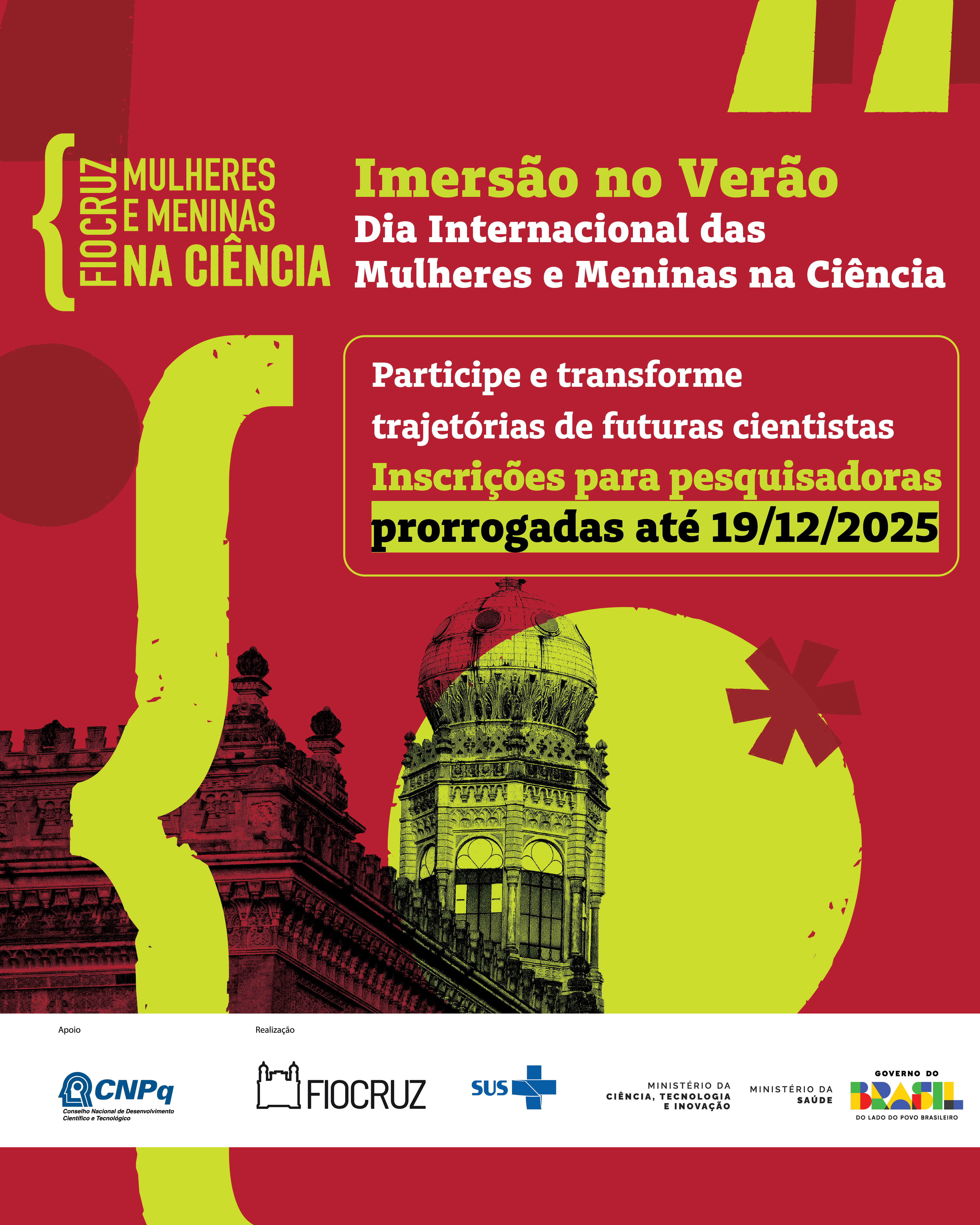 Dia Internacional das Mulheres e Meninas na Ciência: Fiocruz prorroga inscrições de pesquisadoras até 19/12