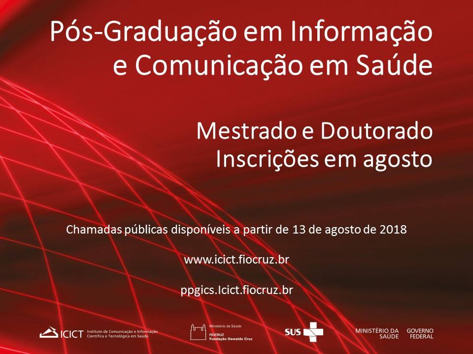Fiocruz abre inscrições para mestrado e doutorado em informação e comunicação em saúde