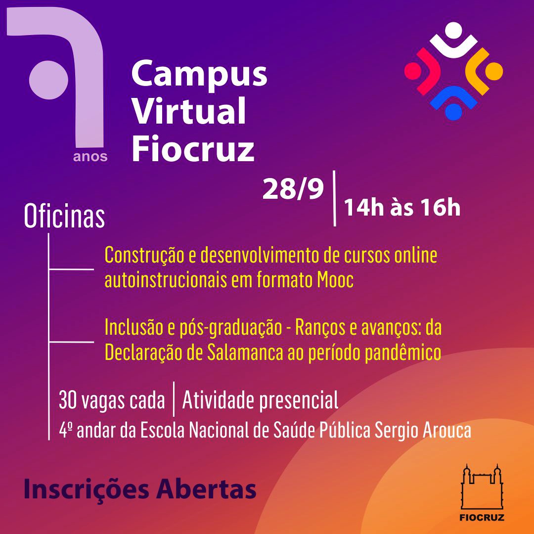 Em seu aniversário, CVF promove oficinas sobre produção de cursos e educação inclusiva. Inscreva-se já! 