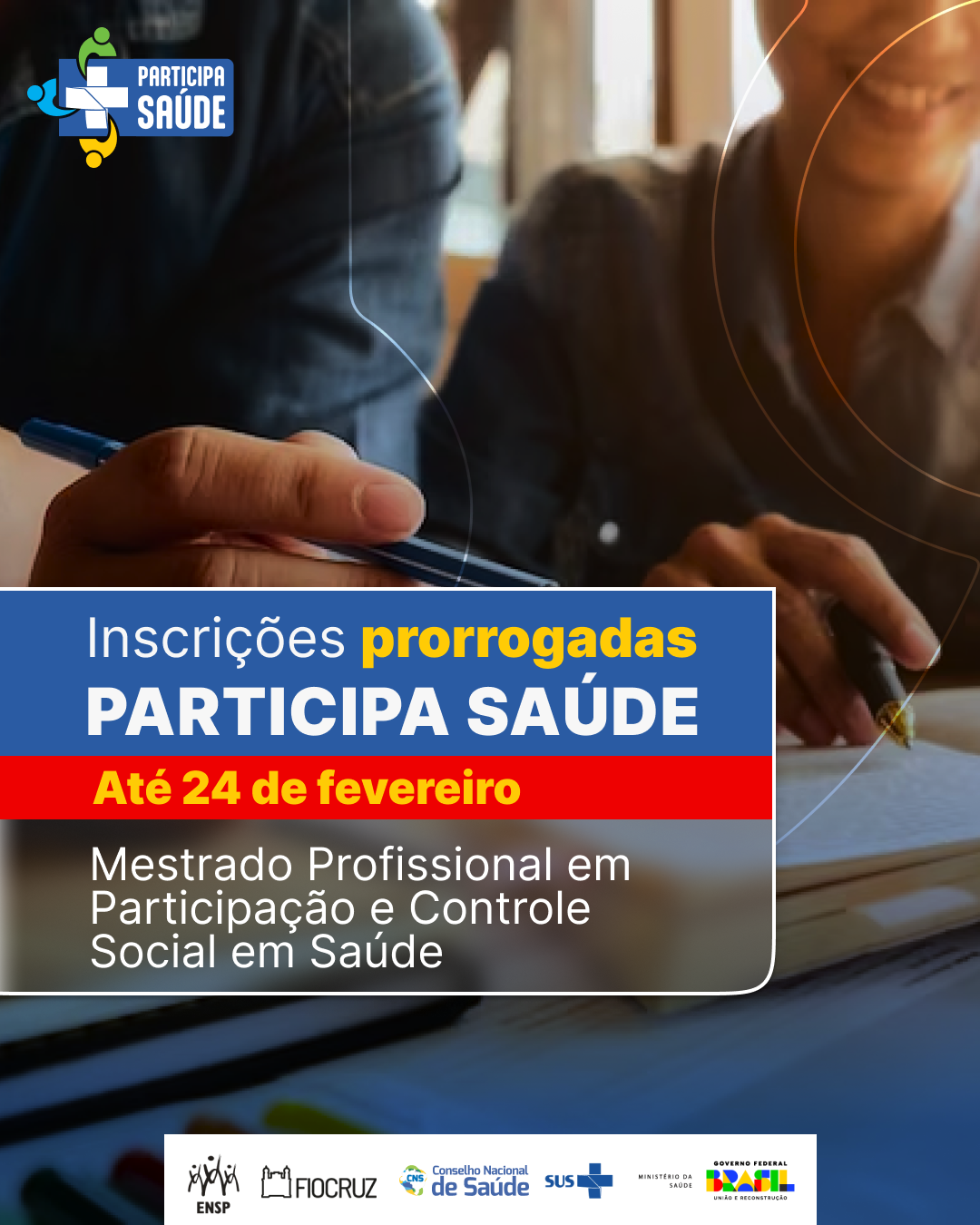 Inscrições prorrogadas para o 'Participa Saúde': Mestrado Profissional em Participação e Controle Social em Saúde