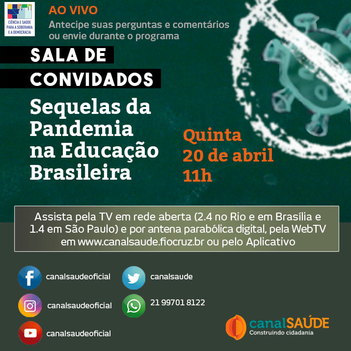 Programa Sala de Convidados vai debater as sequelas da pandemia na educação brasileira