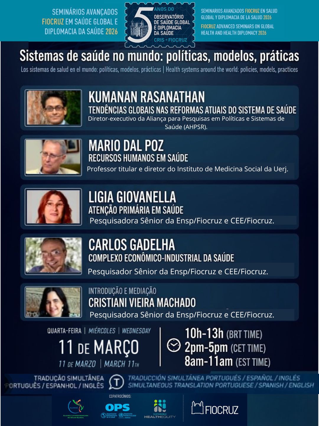 Seminário discute os Sistemas de saúde no mundo: políticas, modelos, práticas