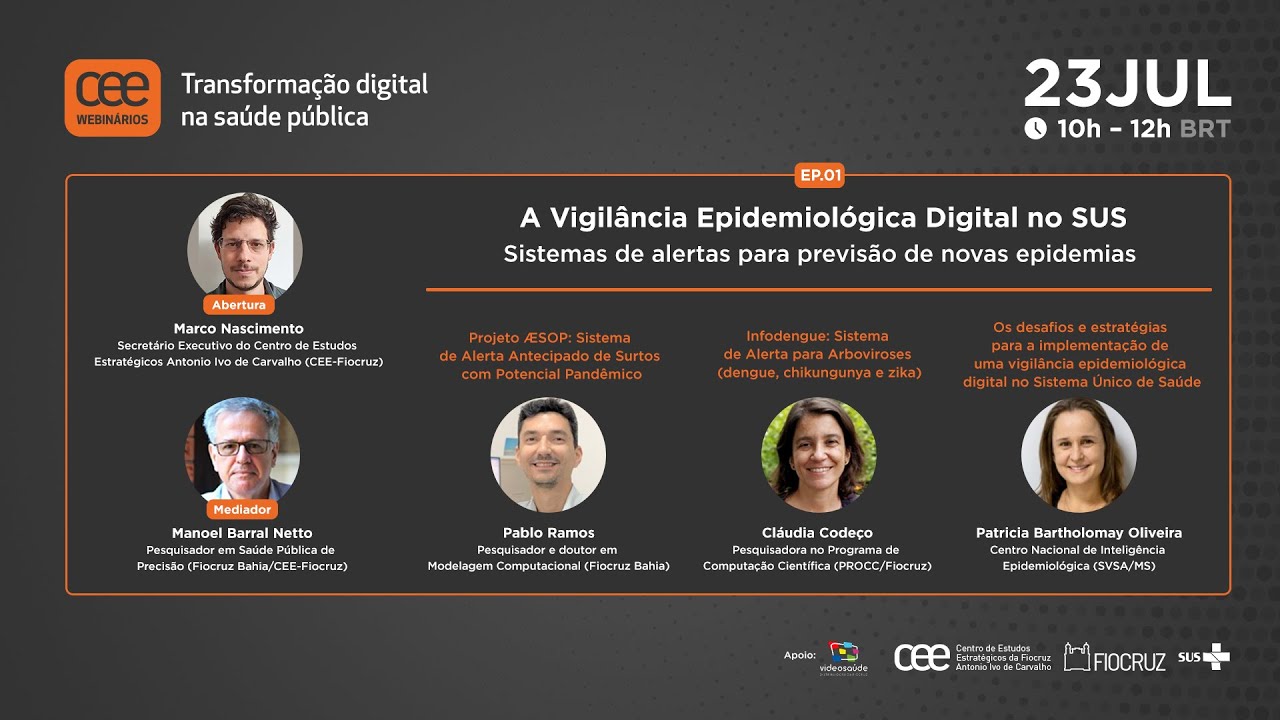 ‘A vigilância epidemiológica digital do SUS’ é tema do primeiro webinário da série sobre transformação digital da Fiocruz