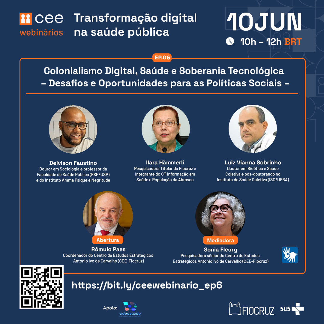 Colonialismo digital e soberania tecnológica na Saúde é tema de webinário