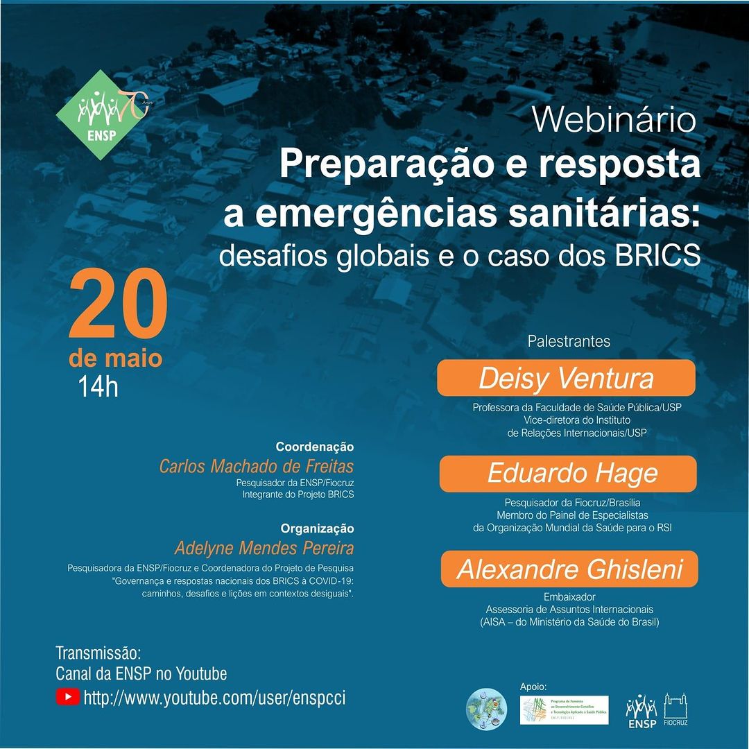 Webinário aborda desafios globais diante de emergências sanitárias e caso dos BRICS