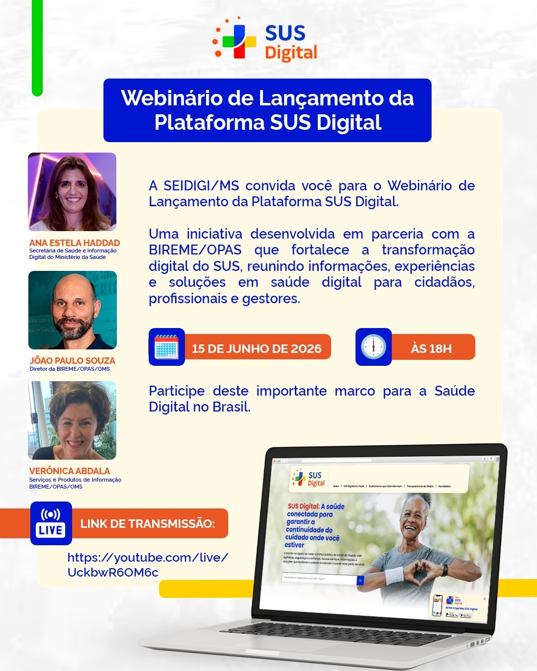 Webinário de lançamento da Plataforma SUS Digital